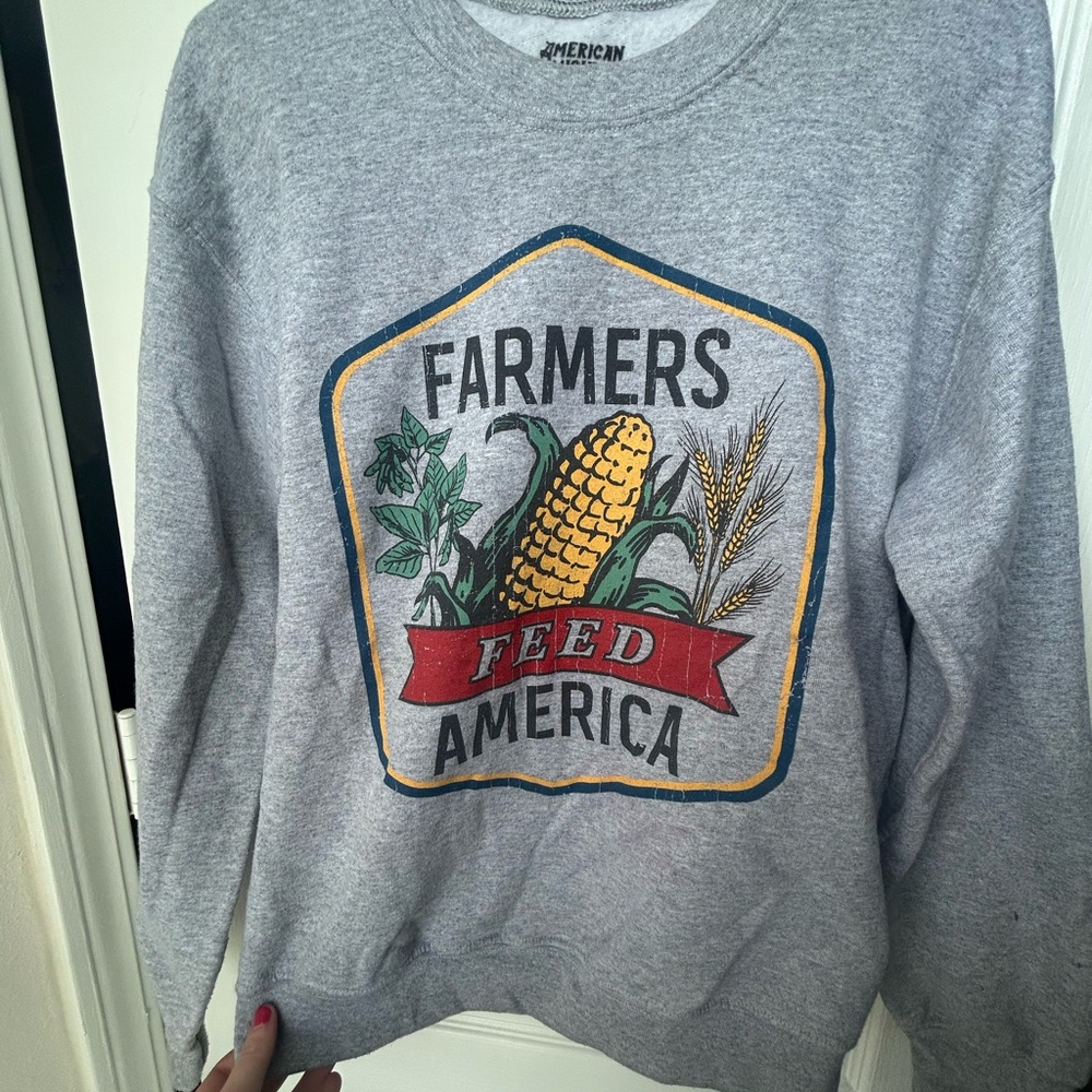 American Vintage Gray Farmers Feed America Sweatshirt